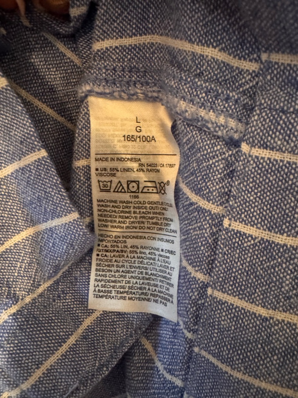 Old Navy Blue and White Striped Linen Blend Mini Shirt Dress - Size Large - Picture 7 of 7